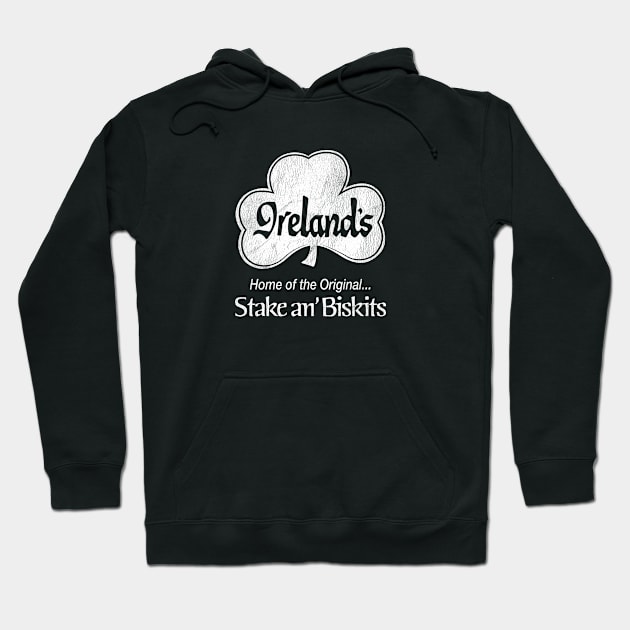 Ireland's Restaurant White Worn Hoodie by Wright Art